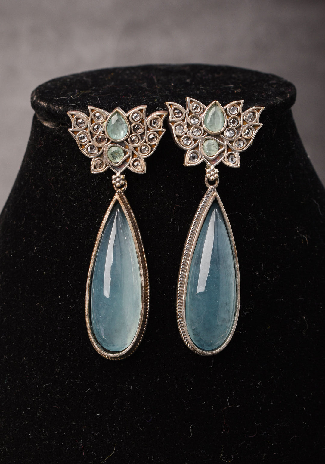 Fusion Dual Tone Jewelry with Pichwai Cow Units and Heather Blue Stones | Shobitam Jewelry