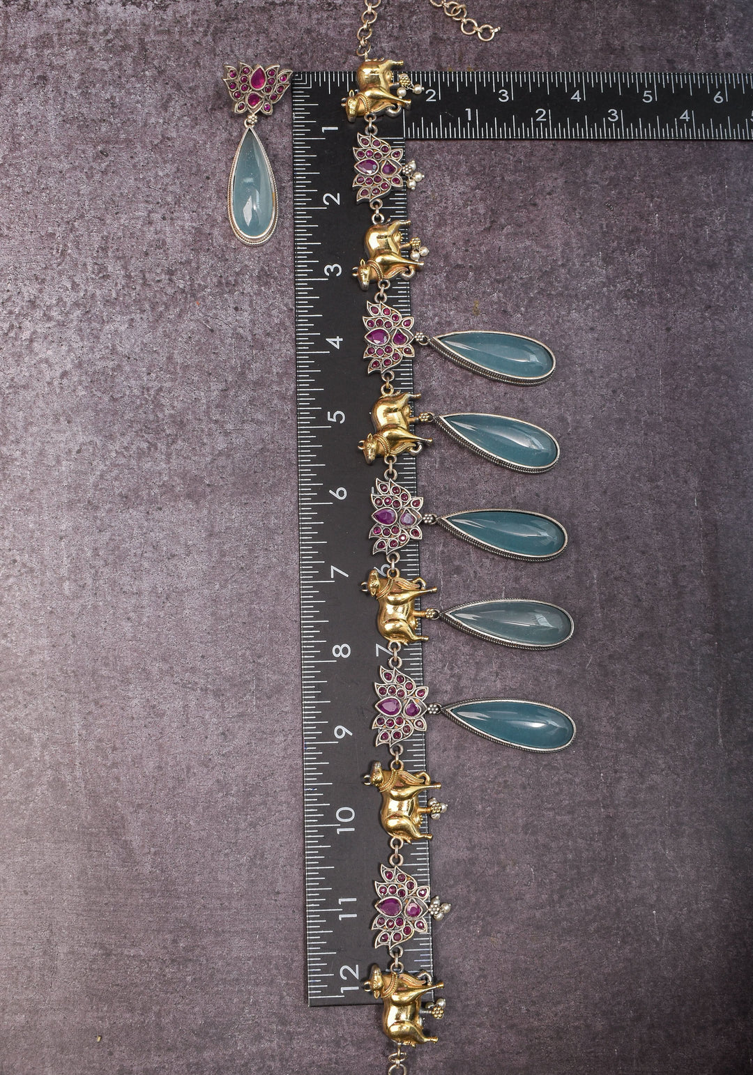 Fusion Dual Tone Jewelry with Pichwai Cow Units and Pink Stones| Shobitam Jewelry