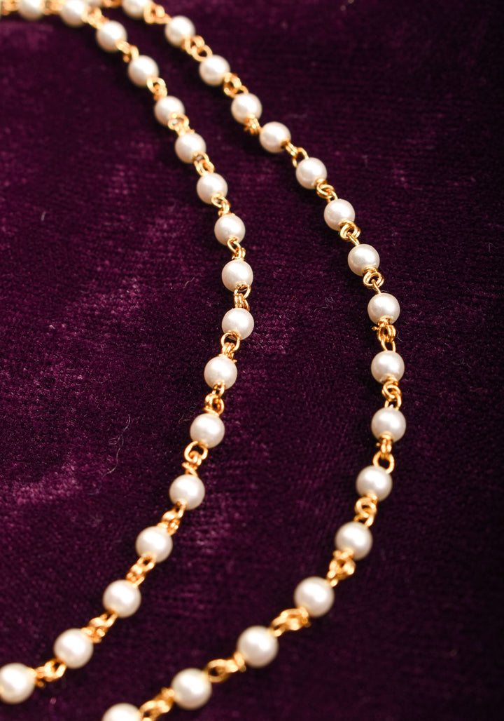 Non Piercing Nose Ring - Traditional Indian Nath with Polki Stones and Pearl Strand