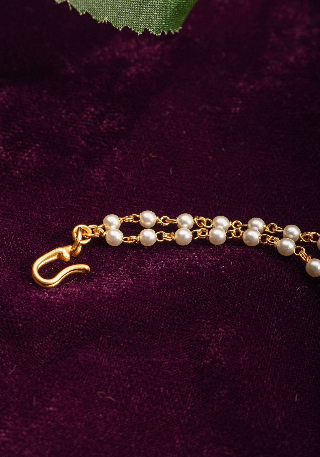 Non Piercing Nose Ring - Traditional Indian Nath with Polki Stones and Pearl Strand