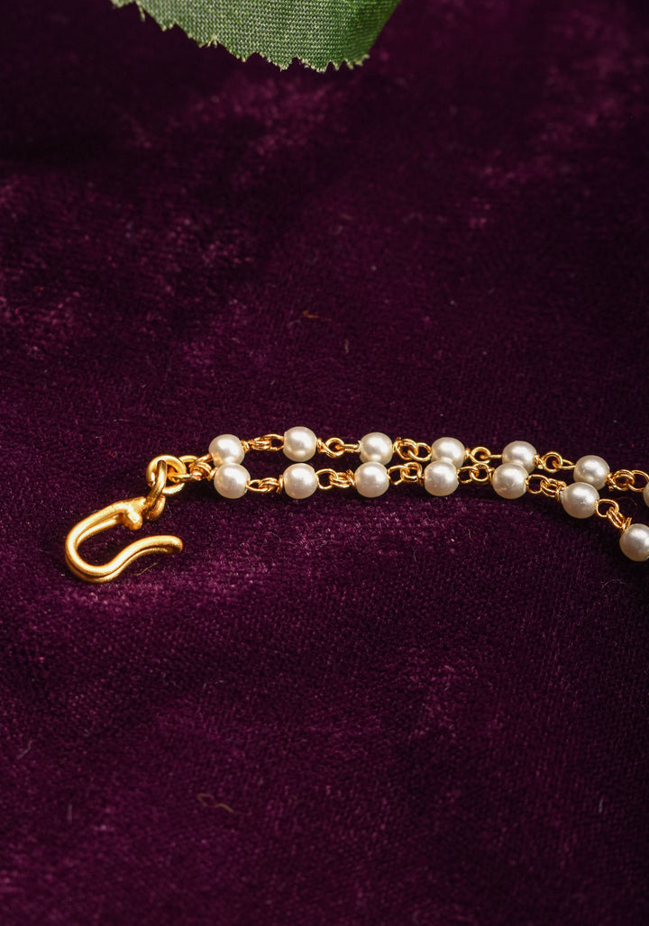 Non Piercing Nose Ring - Traditional Indian Nath with Polki Stones and Pearl Strand