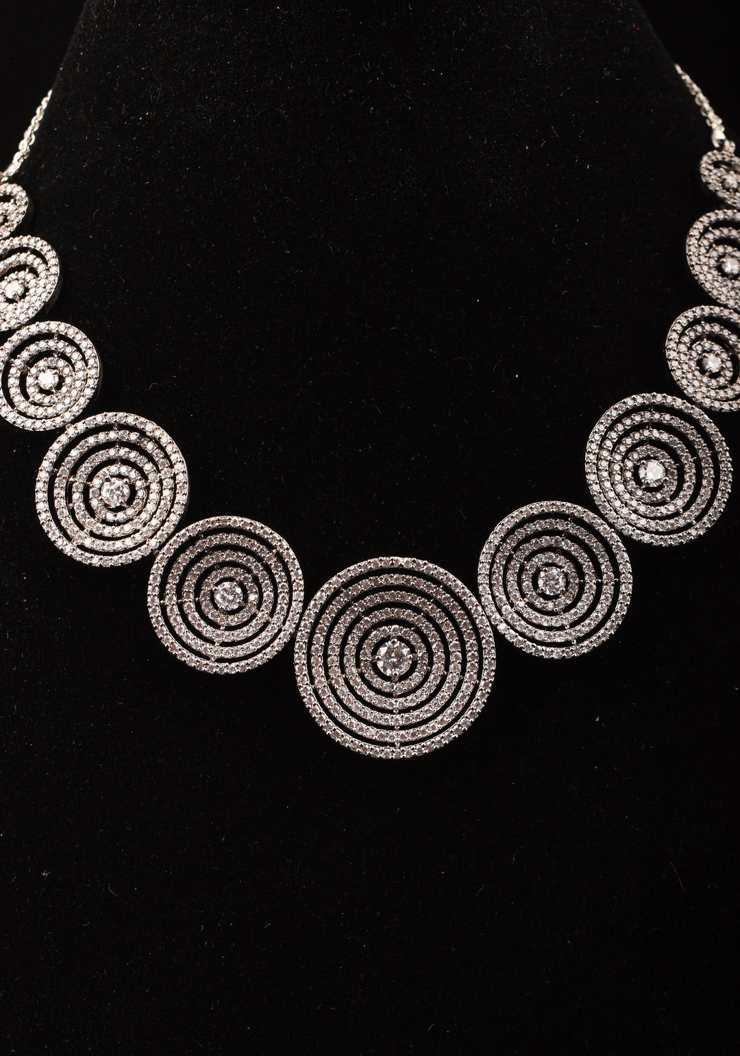 Dark Powder CZ Stone Studded Halo design  Necklace
