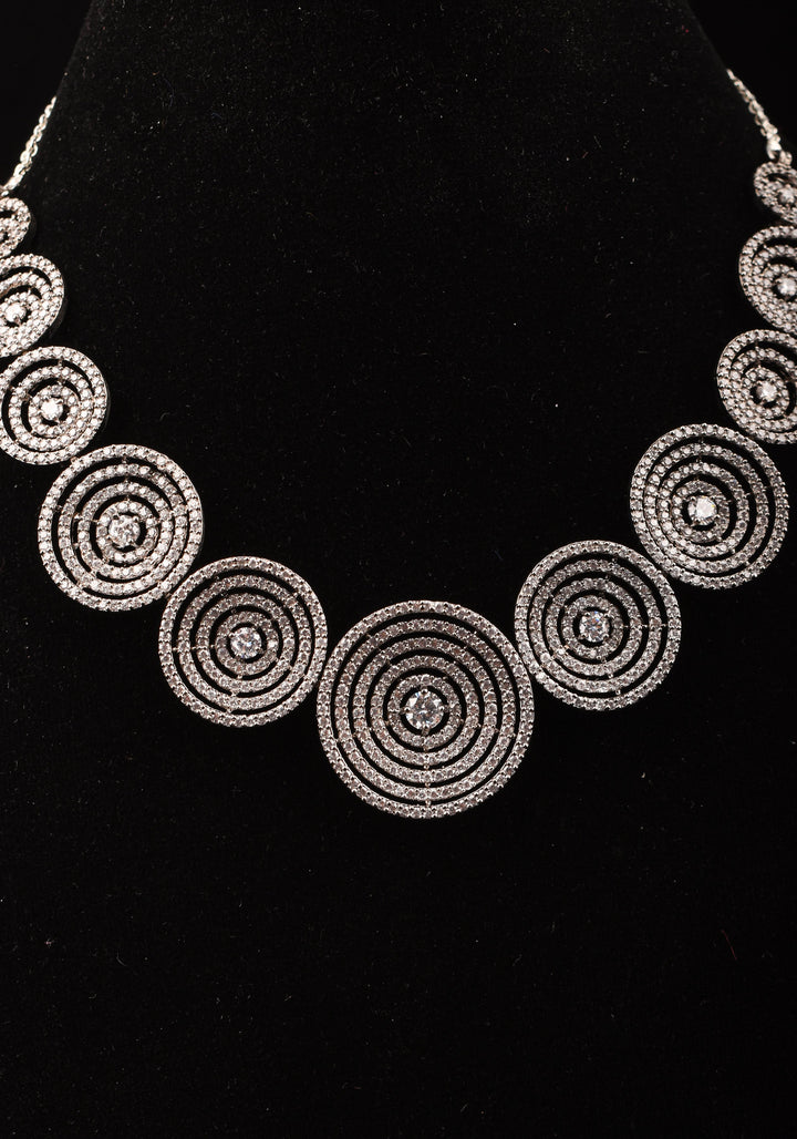 Dark Powder CZ Stone Studded Halo design  Necklace
