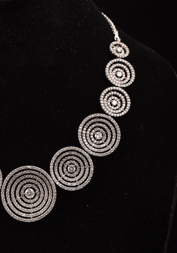 Dark Powder CZ Stone Studded Halo design  Necklace