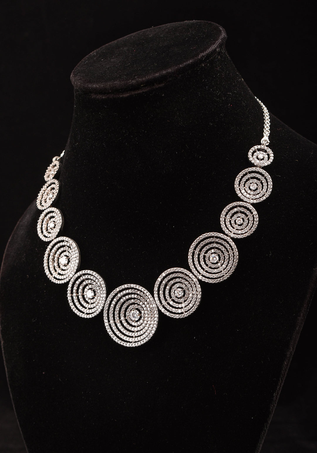 Dark Powder CZ Stone Studded Halo design  Necklace