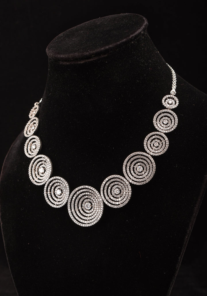 Dark Powder CZ Stone Studded Halo design  Necklace