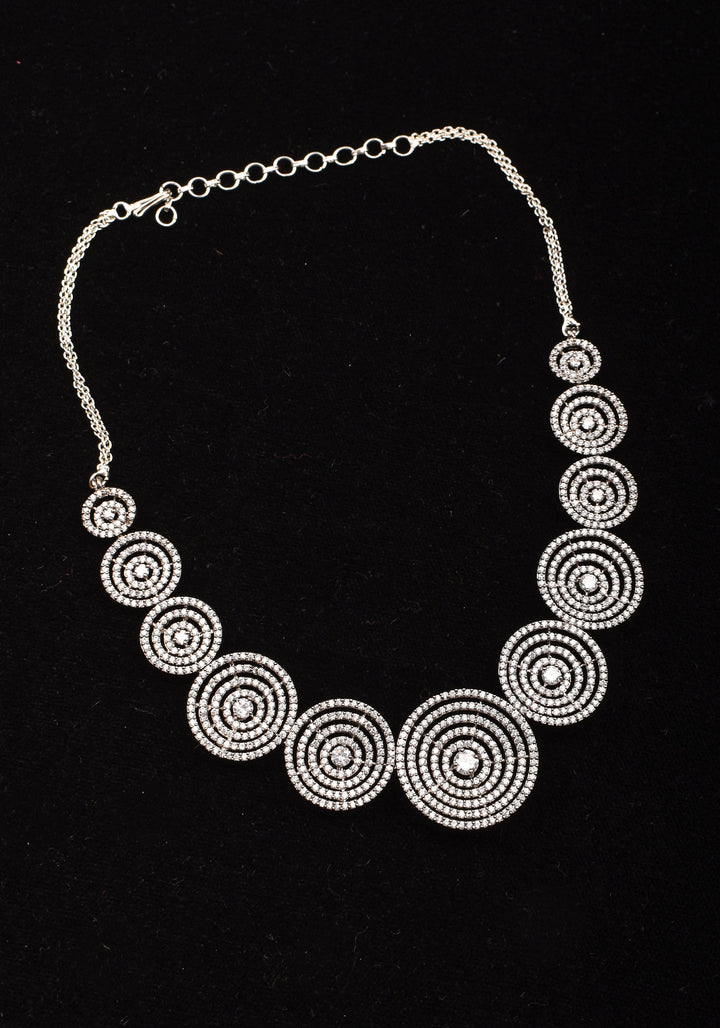 Dark Powder CZ Stone Studded Halo design  Necklace