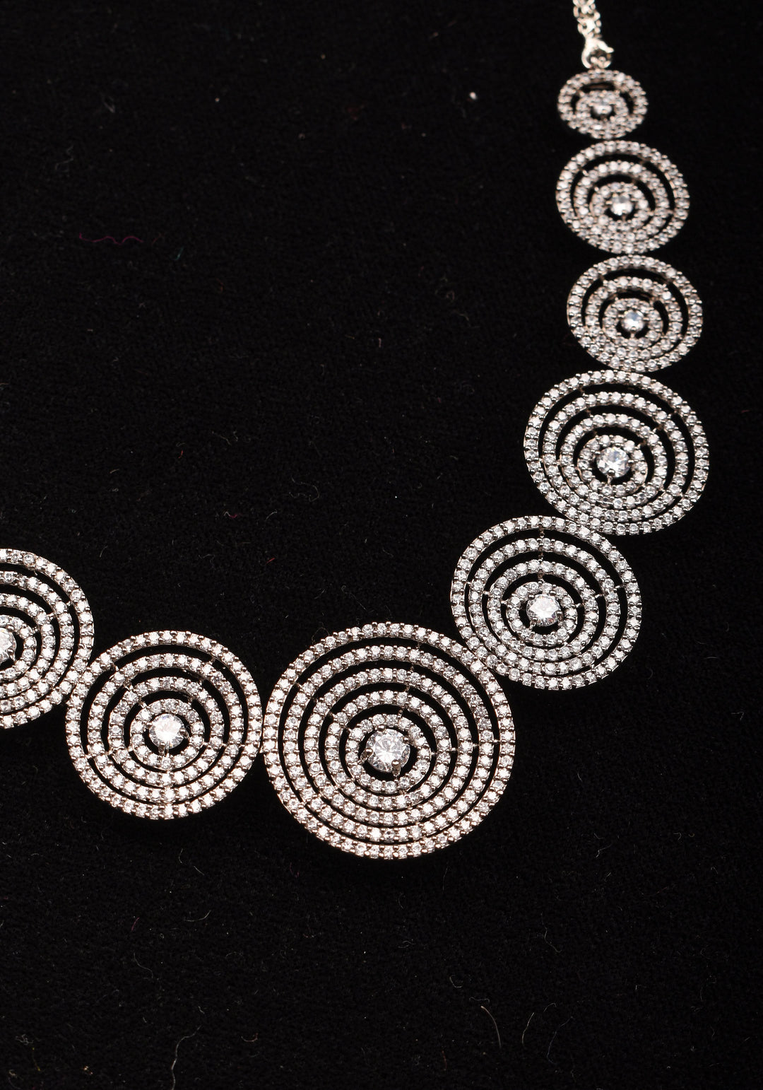 Dark Powder CZ Stone Studded Halo design  Necklace