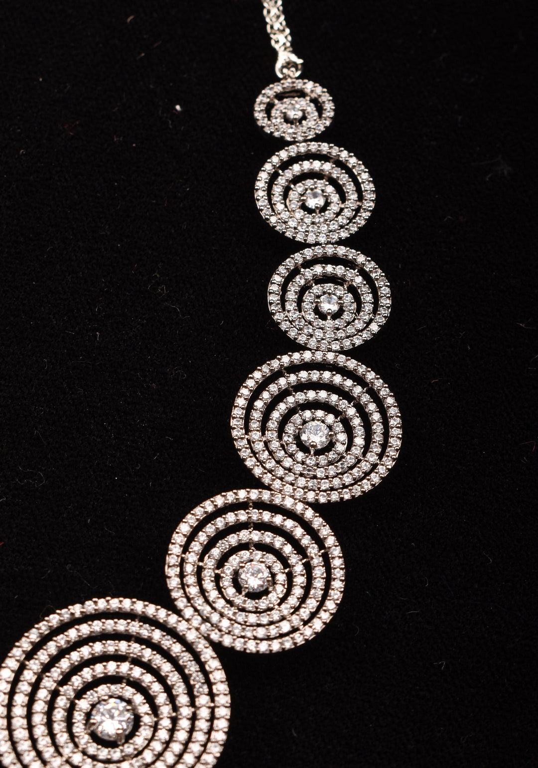 Dark Powder CZ Stone Studded Halo design  Necklace