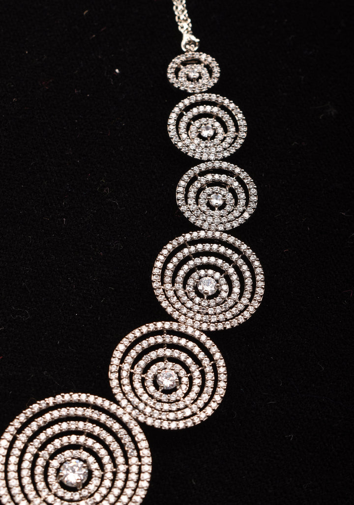 Dark Powder CZ Stone Studded Halo design  Necklace