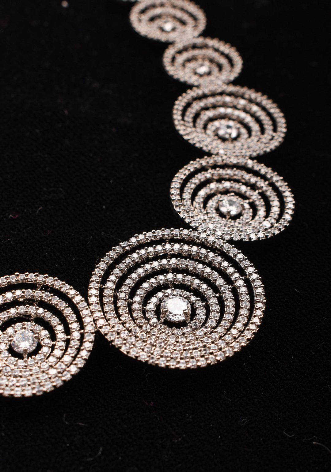 Dark Powder CZ Stone Studded Halo design  Necklace