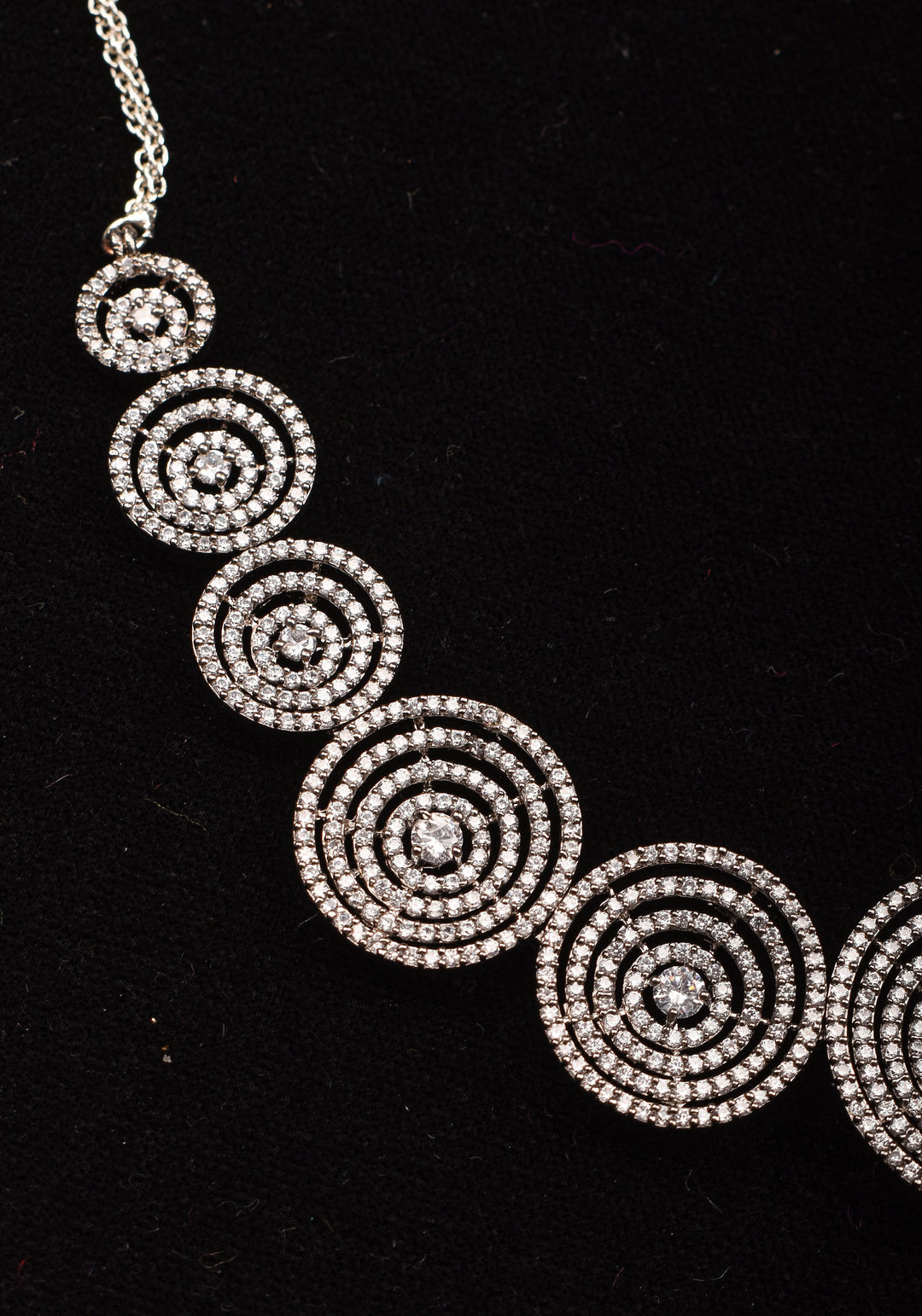 Dark Powder CZ Stone Studded Halo design  Necklace