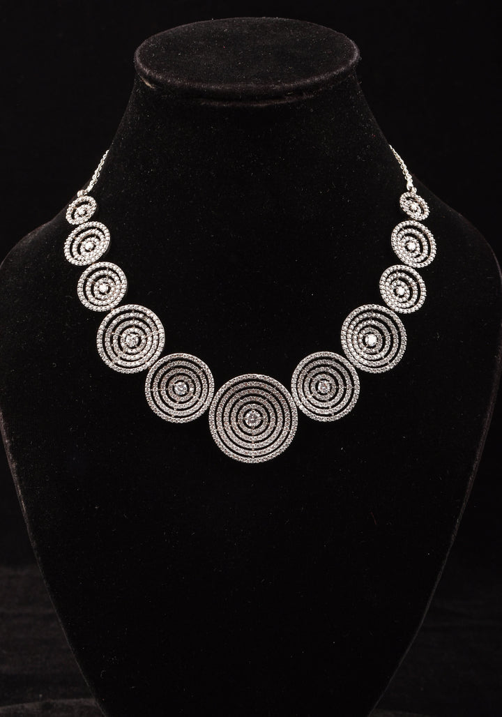 Dark Powder CZ Stone Studded Halo design  Necklace