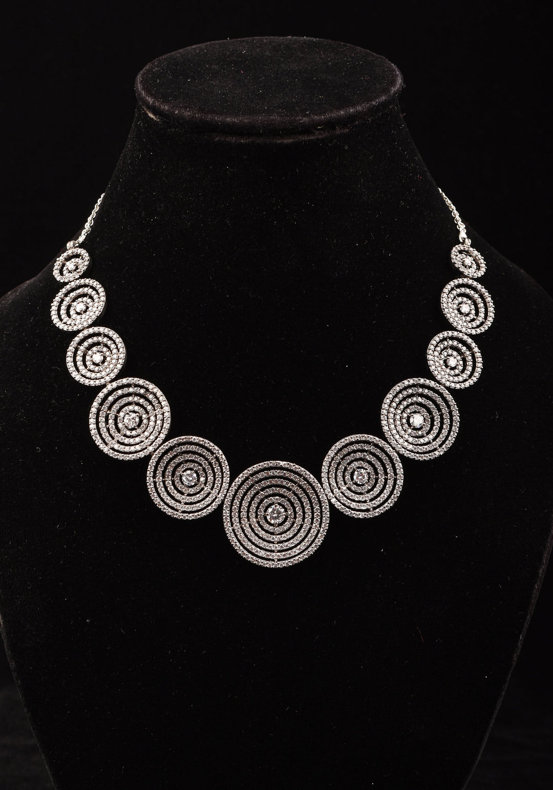 Dark Powder CZ Stone Studded Halo design  Necklace