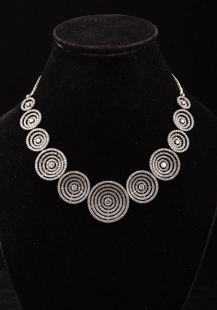Dark Powder CZ Stone Studded Halo design  Necklace