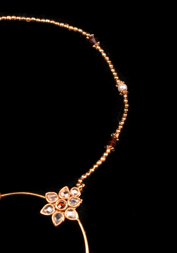 Non Piercing Nose Ring -Nath with Kundan Stones and chain | Shobitam Jewelry