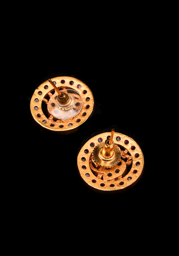 Annapakshi Kemp Antique Gold finish studs earrings | Shobitam Jewelry