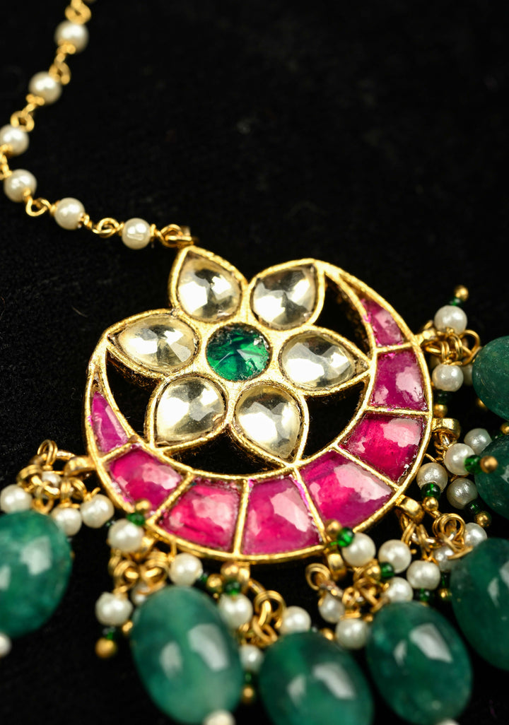 Maang Tika - Chand Design Ahmedabadi Kundan Jadau Hair Ornament | Shobitam Jewelry