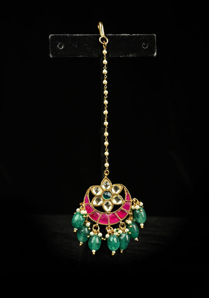 Maang Tika - Chand Design Ahmedabadi Kundan Jadau Hair Ornament | Shobitam Jewelry