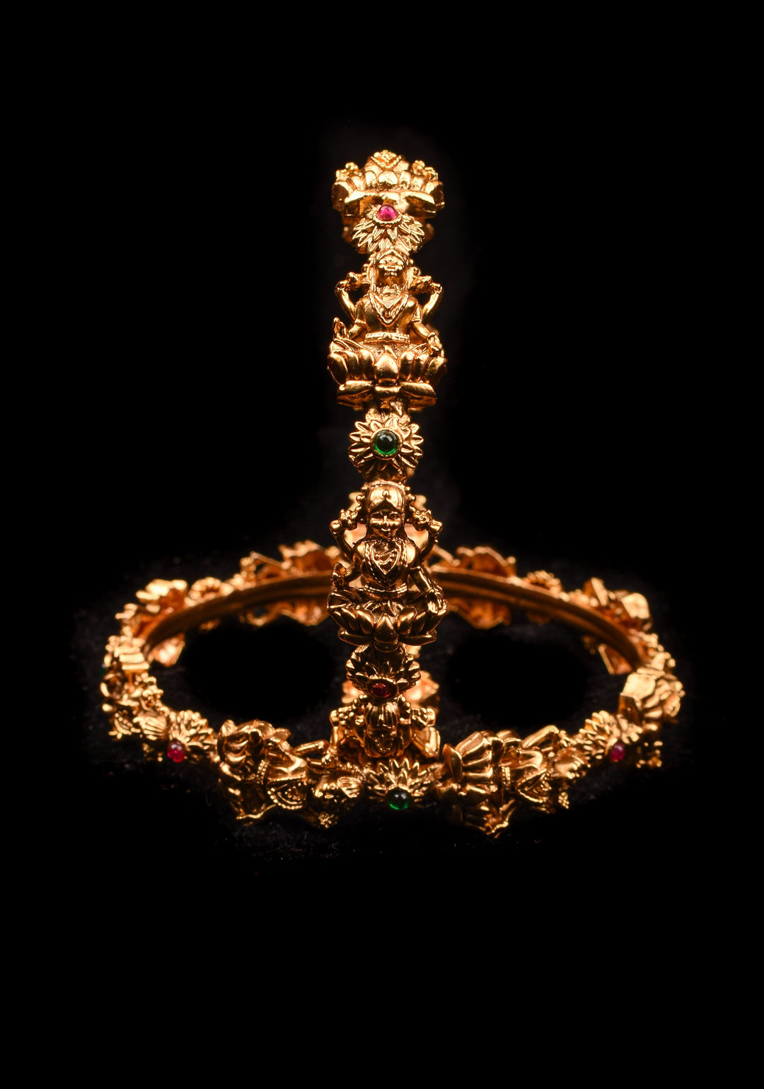 2.4 size Kemp lakshmi Bangle with floral green and red stone design units