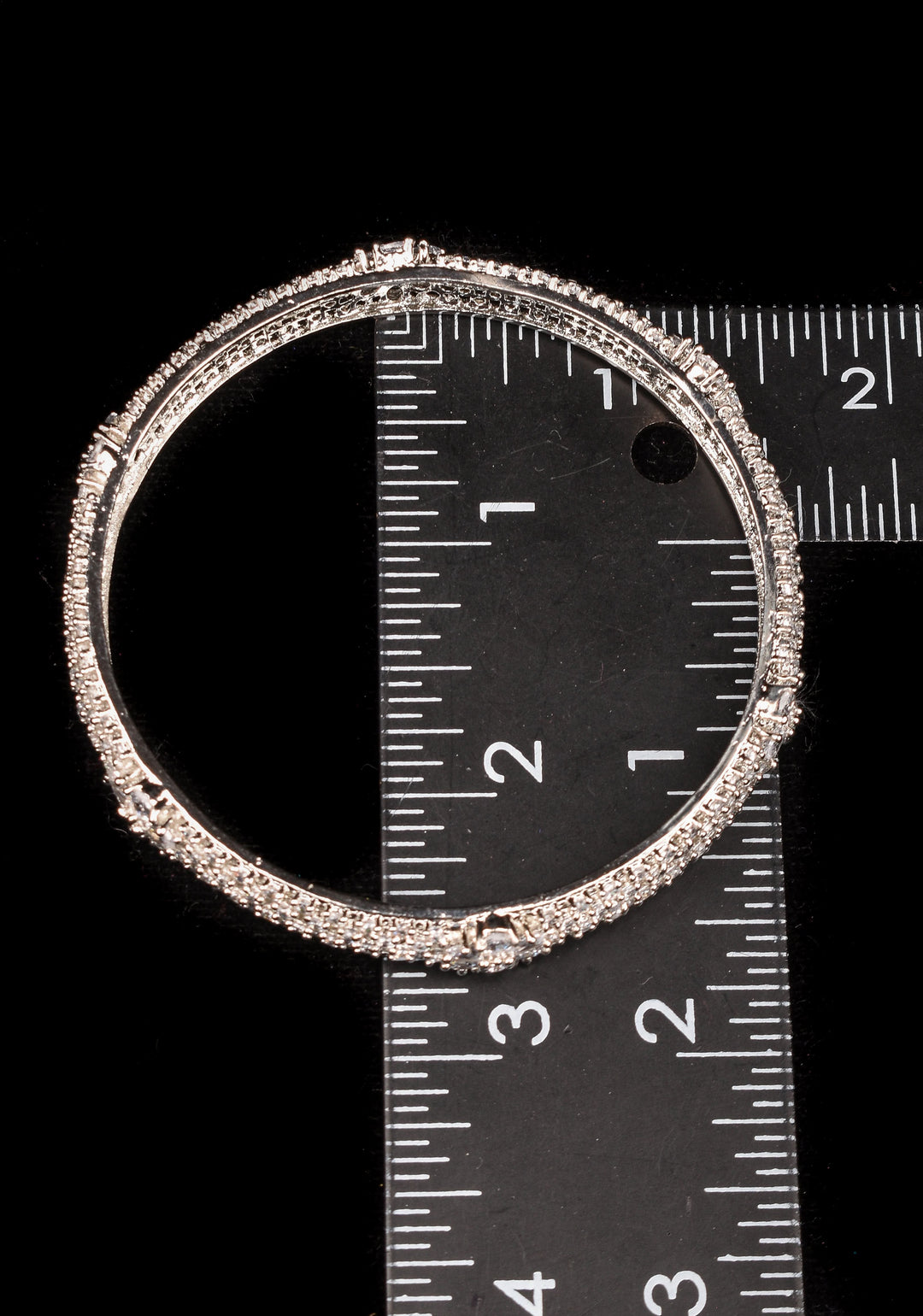 2.4 size white stone bangles with floral design