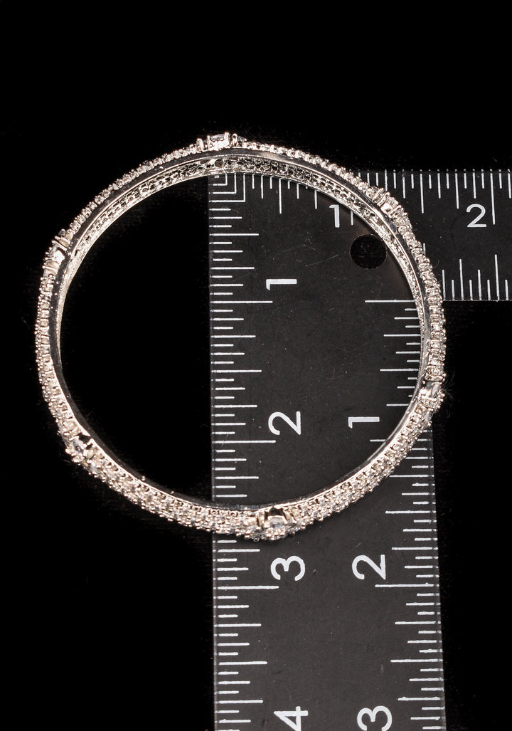2.4 size white stone bangles with floral design