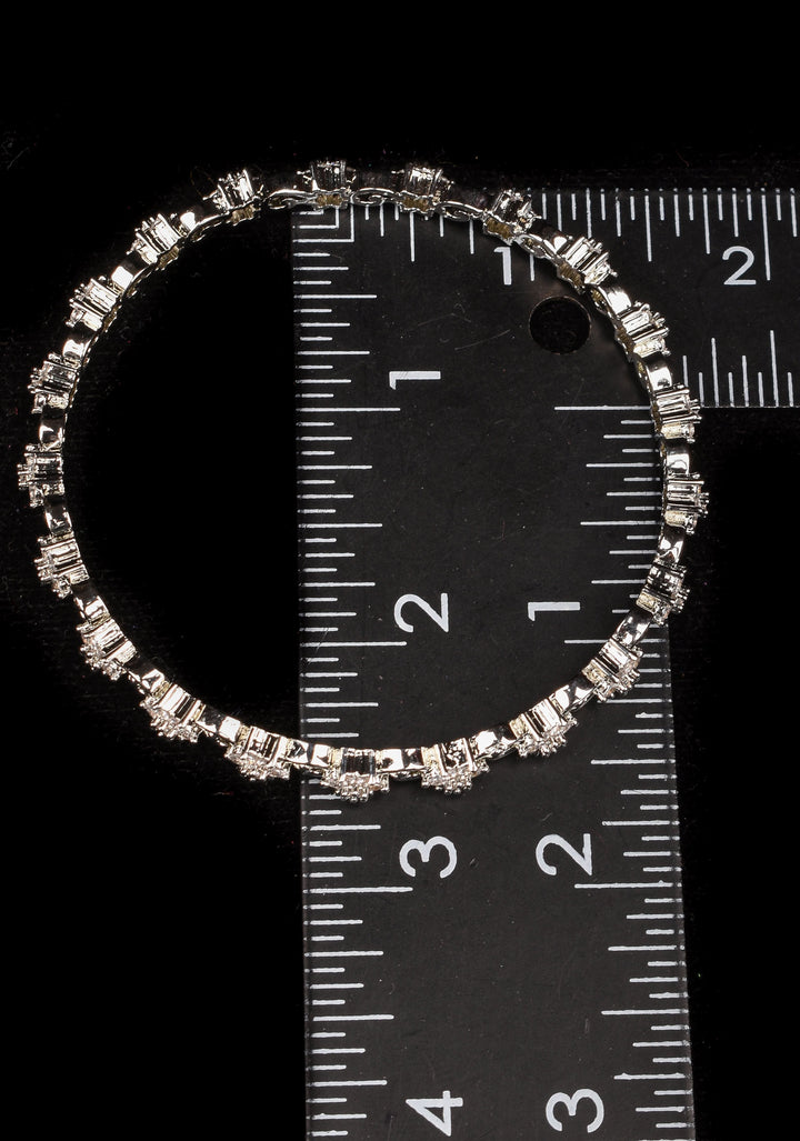 2.4 size white CZ stone floral design Units Silver bangles
