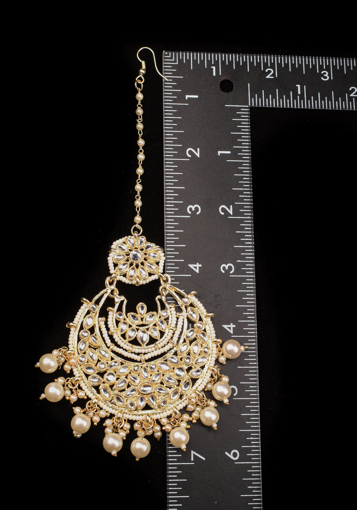 Maang Tika - Chand Design Ahmedabadi Kundan Jadau Hair Ornament