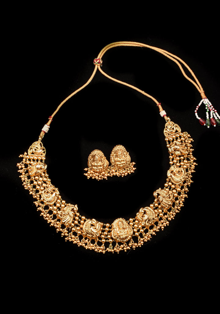 Lakshmi Design & Peacock Unit Necklace with Matching Earrings