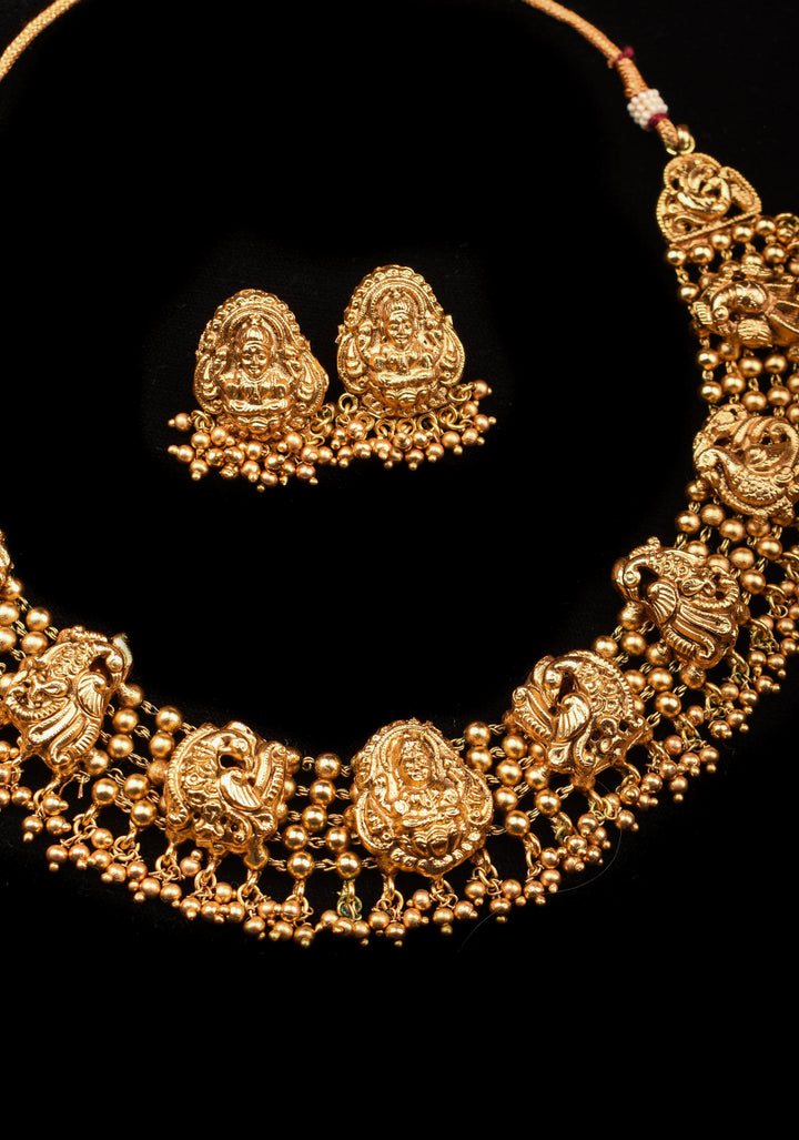 Lakshmi Design & Peacock Unit Necklace with Matching Earrings