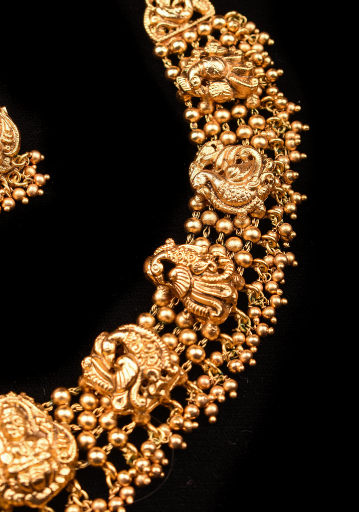 Lakshmi Design & Peacock Unit Necklace with Matching Earrings