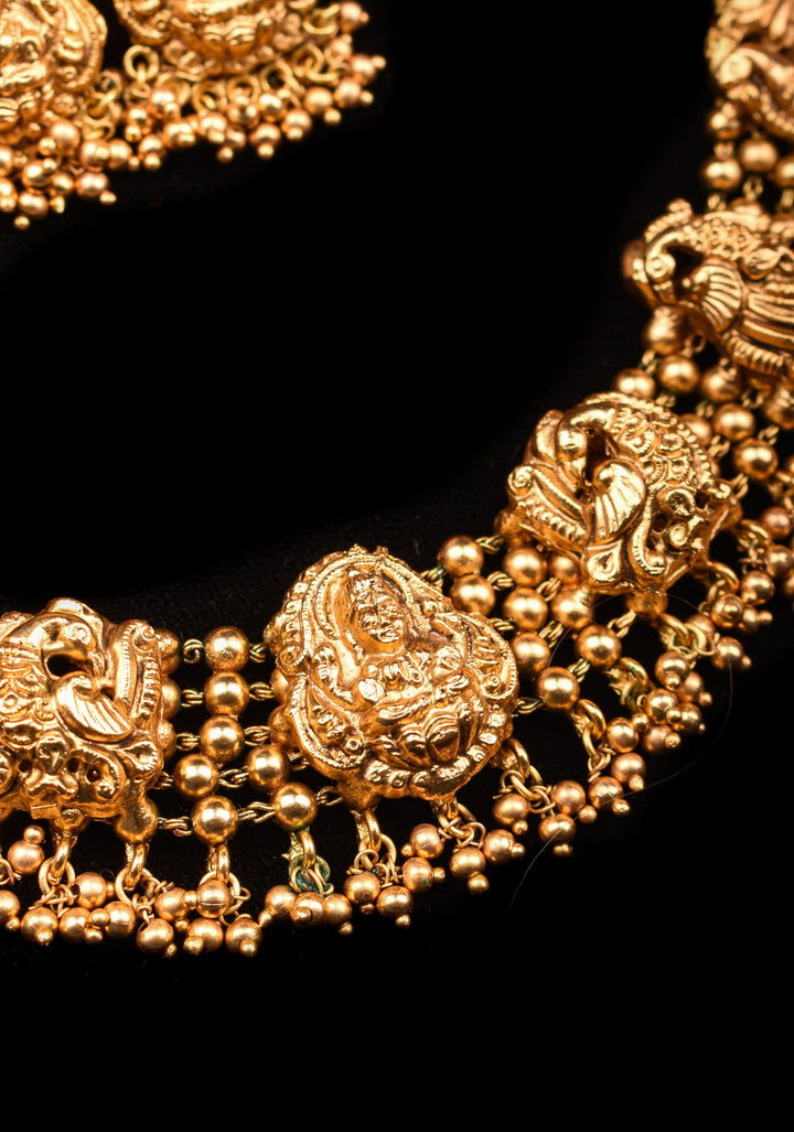Lakshmi Design & Peacock Unit Necklace with Matching Earrings