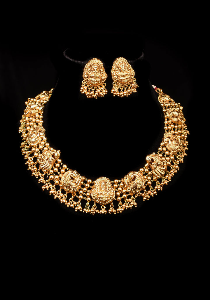 Lakshmi Design & Peacock Unit Necklace with Matching Earrings