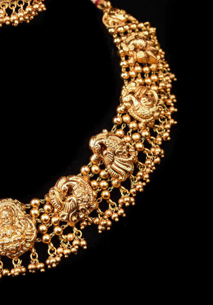 Lakshmi Design & Peacock Unit Necklace with Matching Earrings
