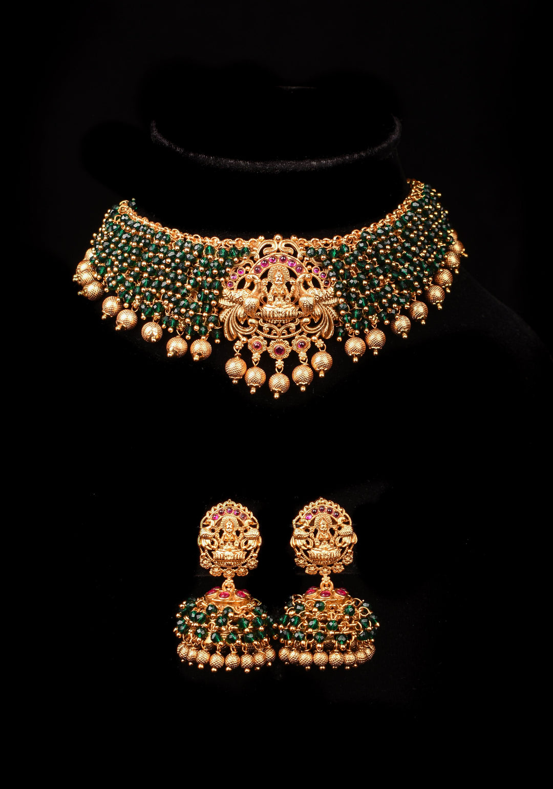 Nagas and Kemp fashion Necklace set with dangling beads | Shobitam Jewelry