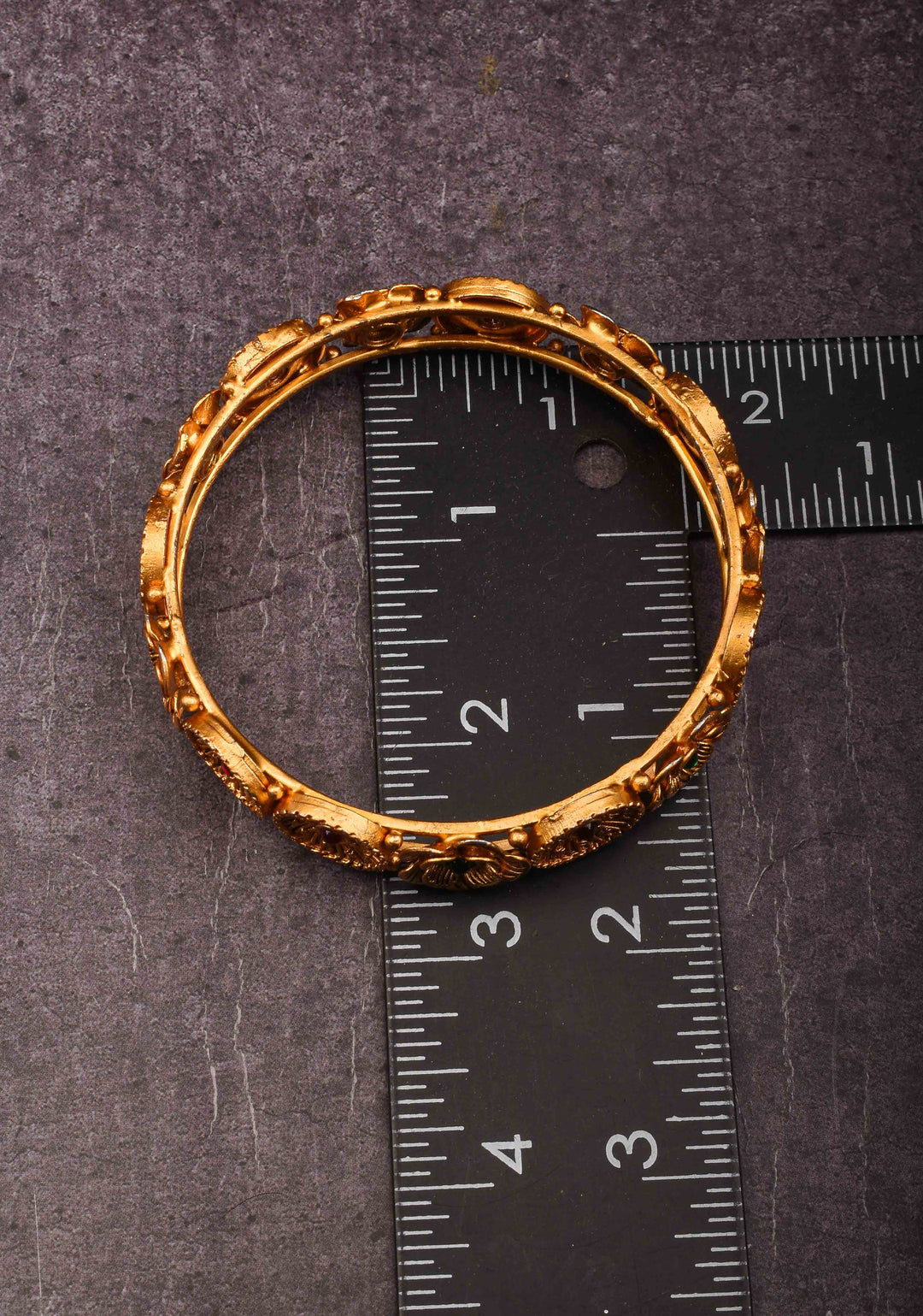 Antique Tone Floral Design Bangles – Size 2.6 Diameter