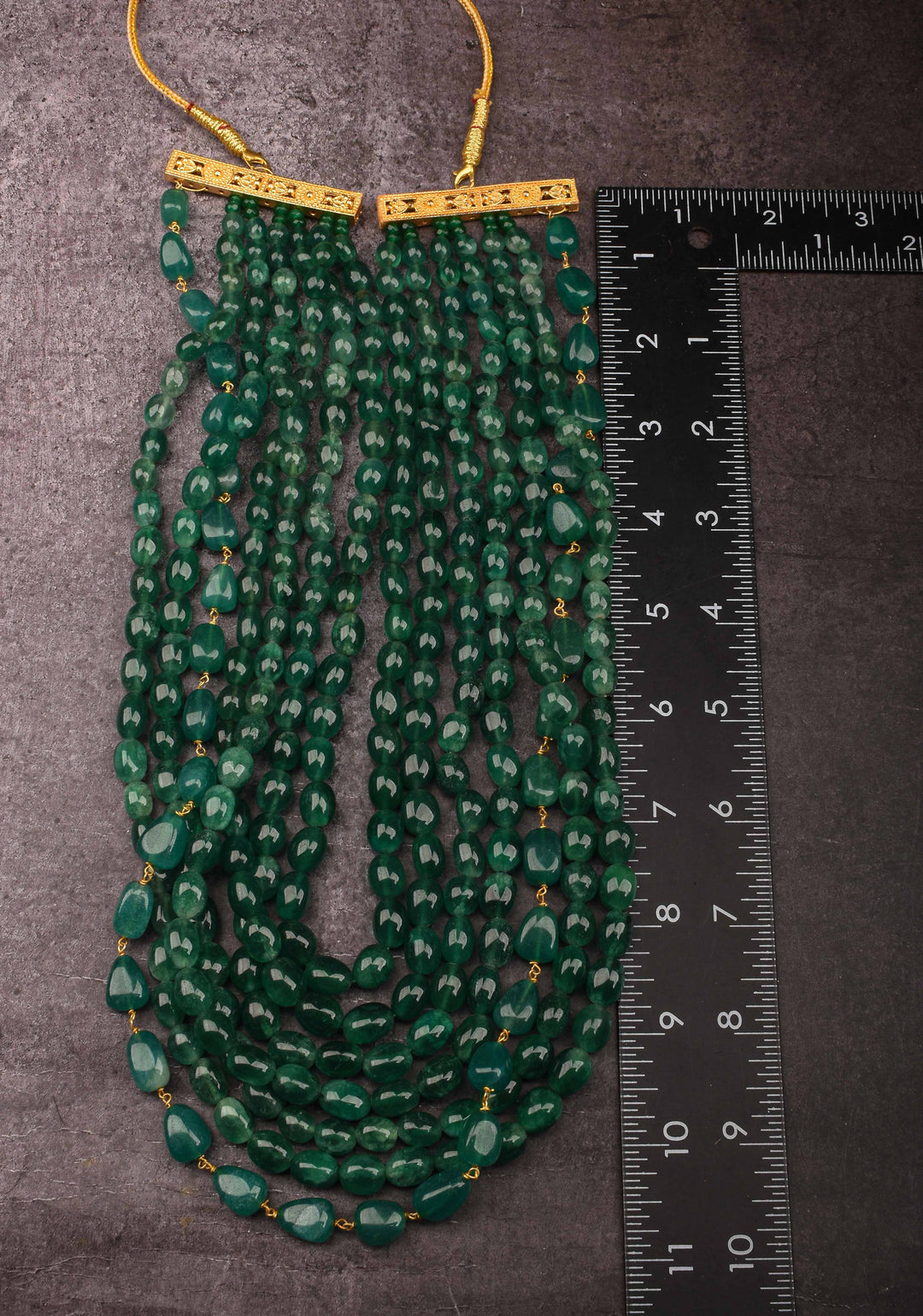 Jade Like Beads 7-Strand Layered Rani Haar Necklace