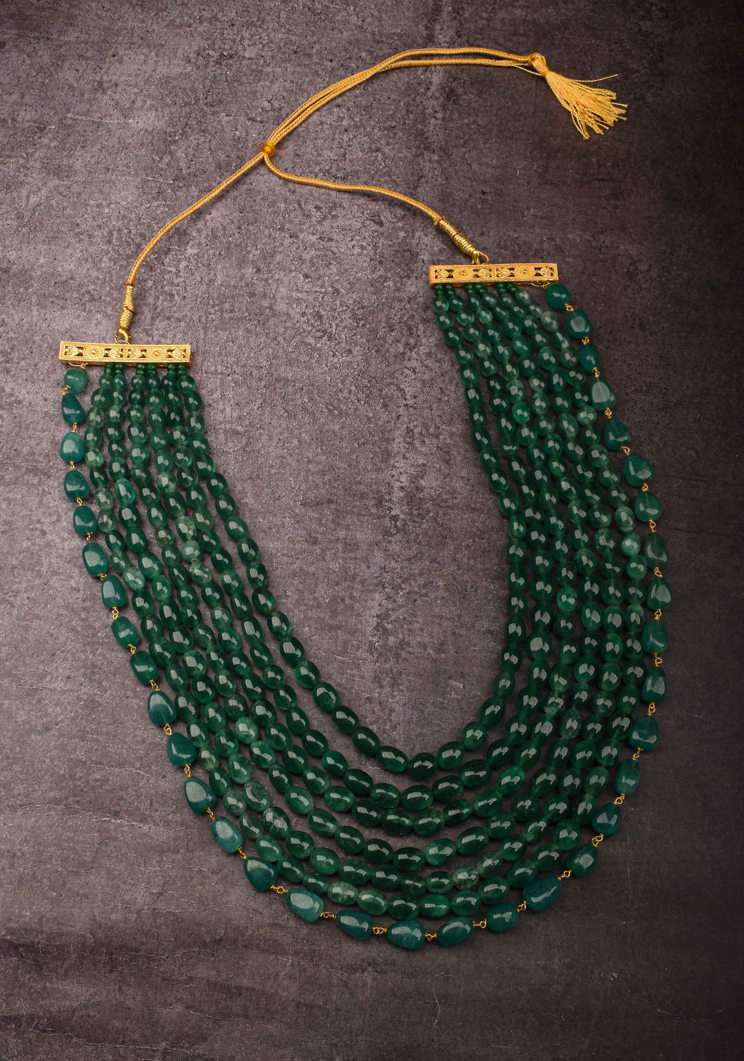 Jade Like Beads 7-Strand Layered Rani Haar Necklace