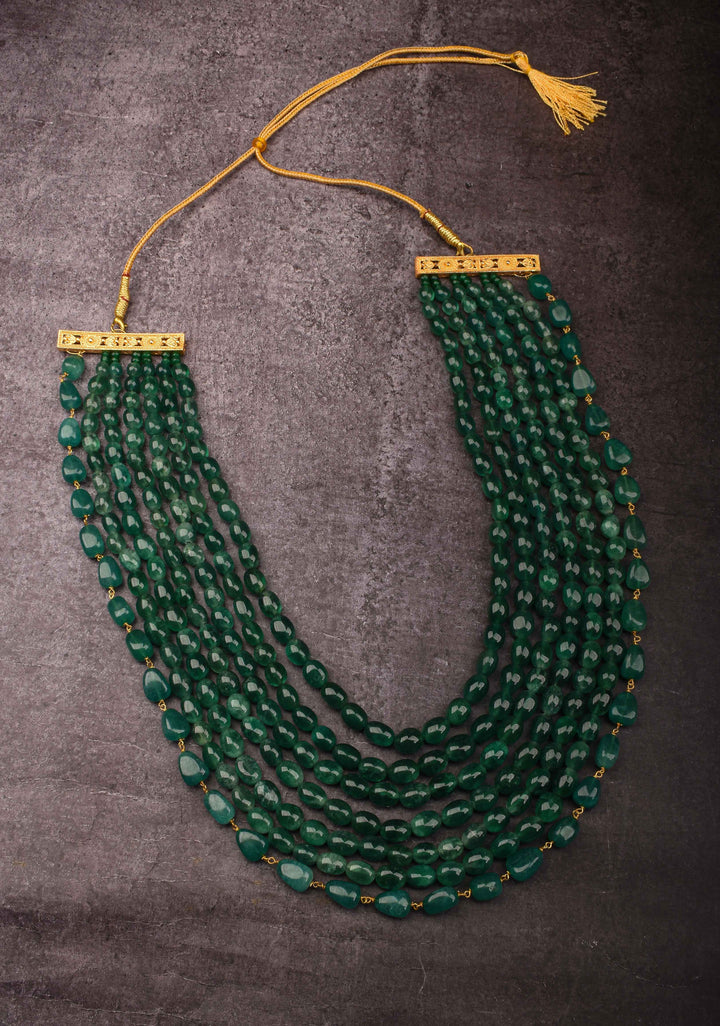 Jade Like Beads 7-Strand Layered Rani Haar Necklace