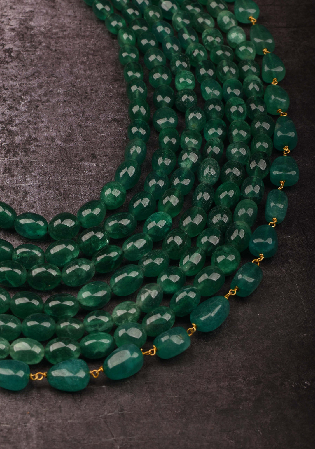 Jade Like Beads 7-Strand Layered Rani Haar Necklace