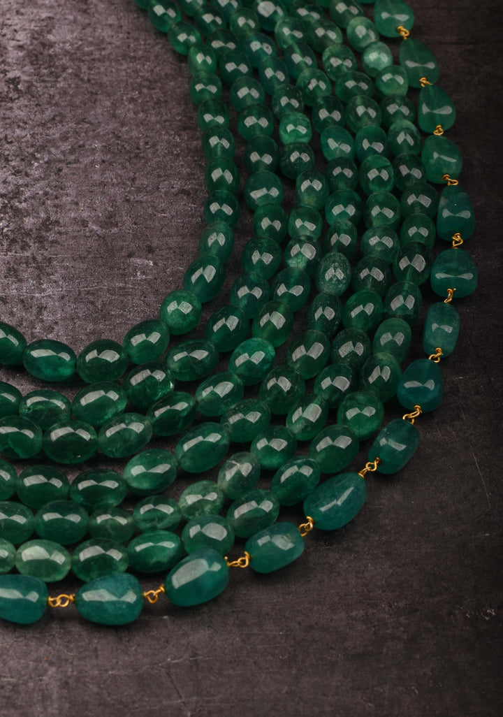 Jade Like Beads 7-Strand Layered Rani Haar Necklace