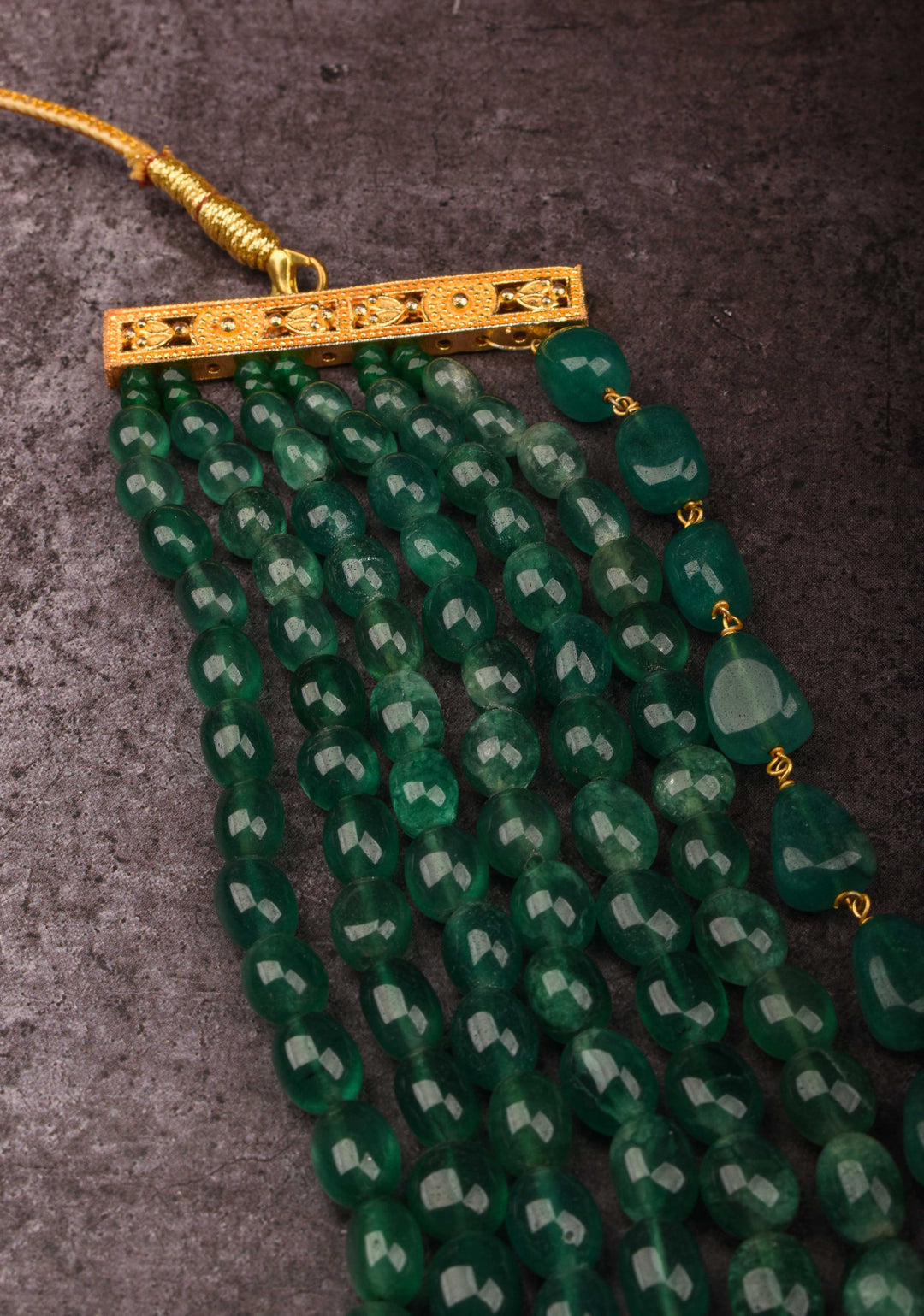 Jade Like Beads 7-Strand Layered Rani Haar Necklace