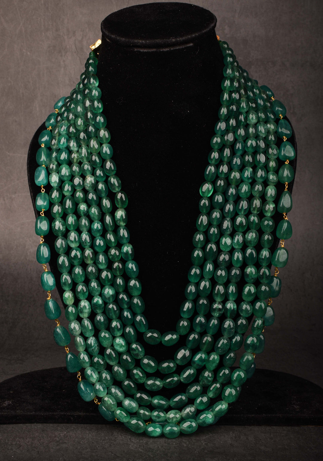 Jade Like Beads 7-Strand Layered Rani Haar Necklace