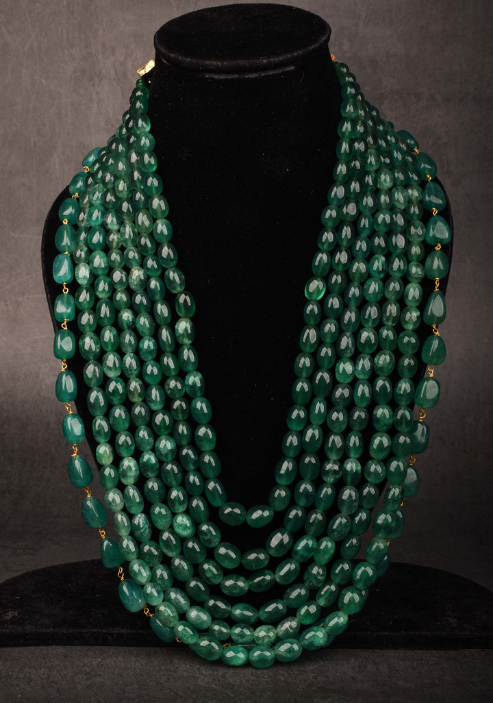 Jade Like Beads 7-Strand Layered Rani Haar Necklace