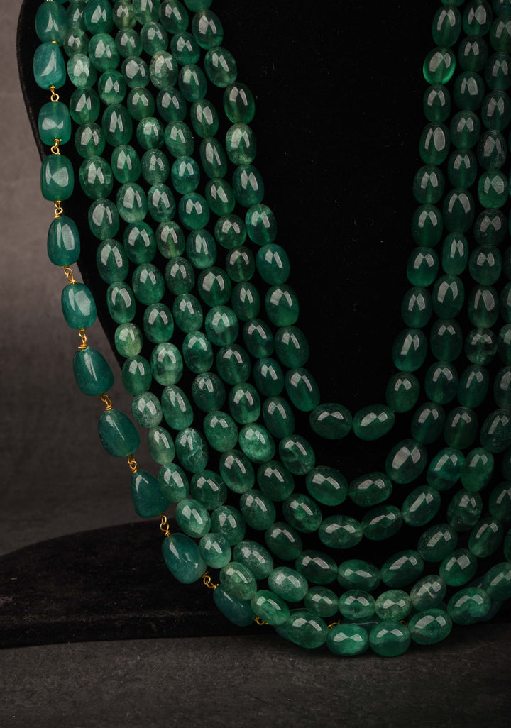 Jade Like Beads 7-Strand Layered Rani Haar Necklace