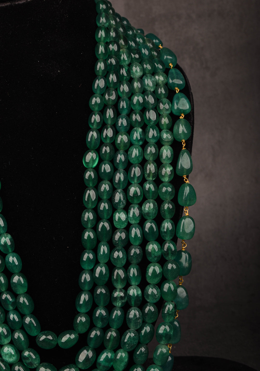 Jade Like Beads 7-Strand Layered Rani Haar Necklace
