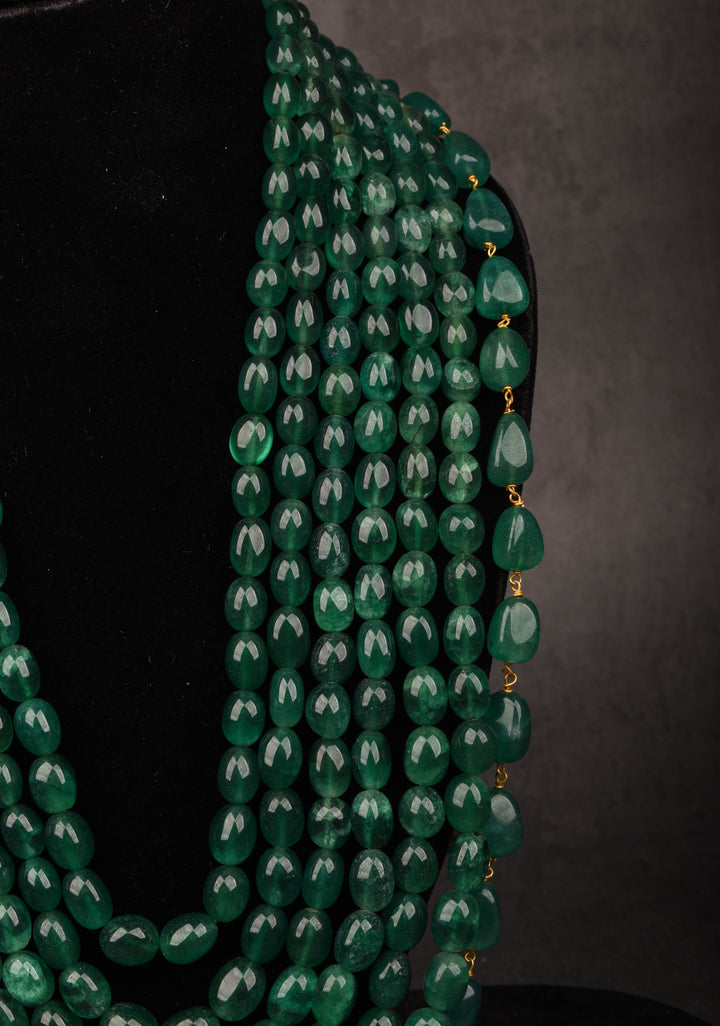 Jade Like Beads 7-Strand Layered Rani Haar Necklace