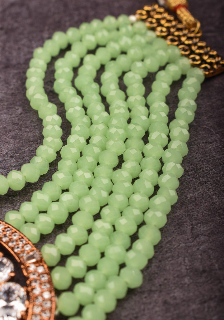 Elegant Choker Set with Green Multistrand Beads