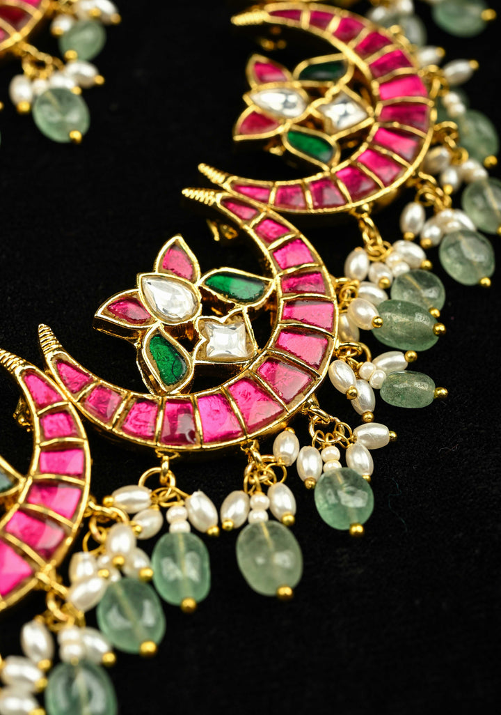 Chand Design Jadau Necklace Set with Dangling Beads