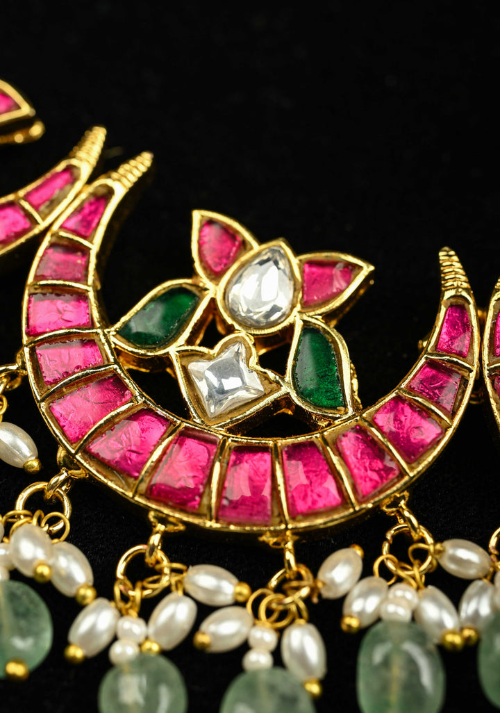 Chand Design Jadau Necklace Set with Dangling Beads